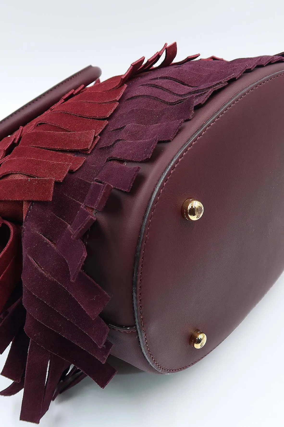 Fringed Bucket Bag Red Bordeaux