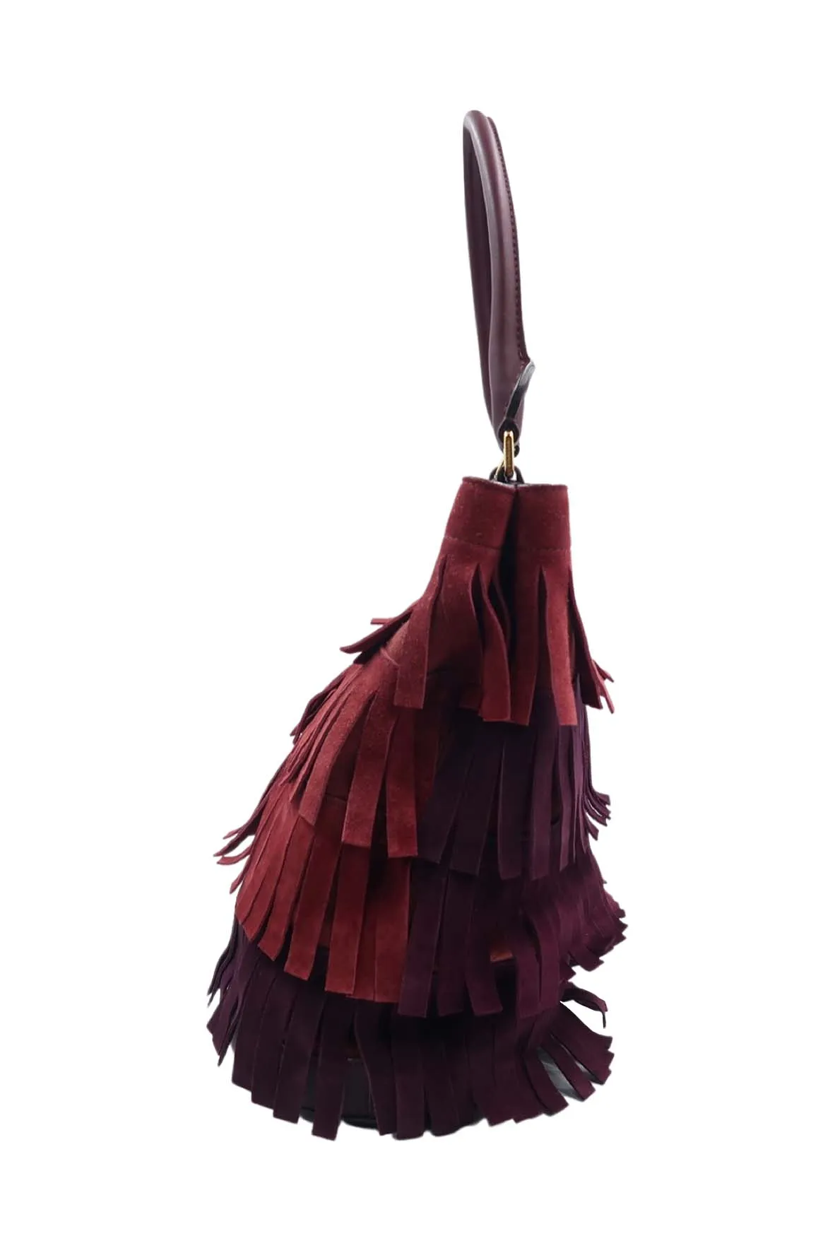 Fringed Bucket Bag Red Bordeaux
