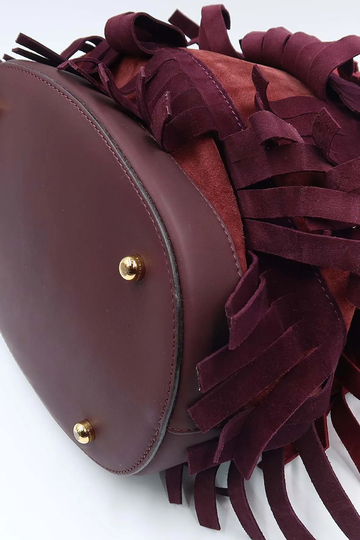 Fringed Bucket Bag Red Bordeaux