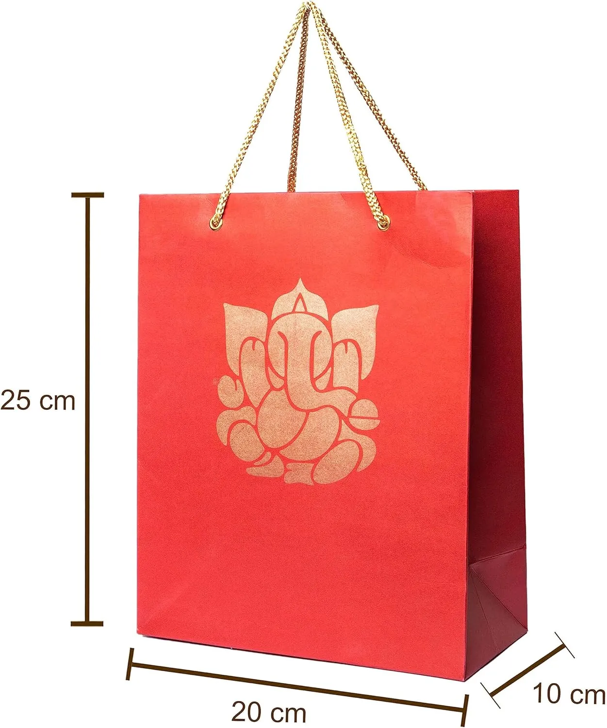 Ganesha Paper Printed Indian Gifts bags, Party favor bags, goodie, small paper for Diwali, pooja favors, Housewarming gifts, wedding return - 9.84x7.85 Inch (Pack of 4)