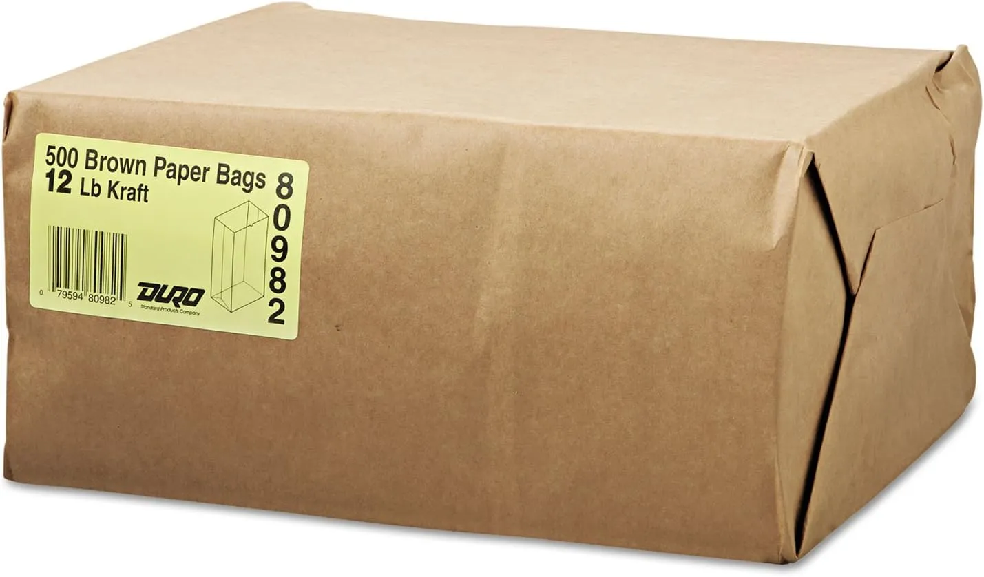 General GK12500#12 Paper Grocery Bag, 40lb Kraft, Standard 7 1/16 x 4 1/2 x 13 3/4, 500 bags