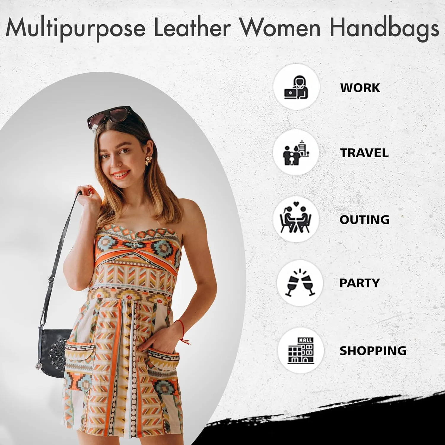 Genuine Leather Crossbody Sling Bag for Women, Purse for Women Trendy Casual Office Bag with Adjustable Strap