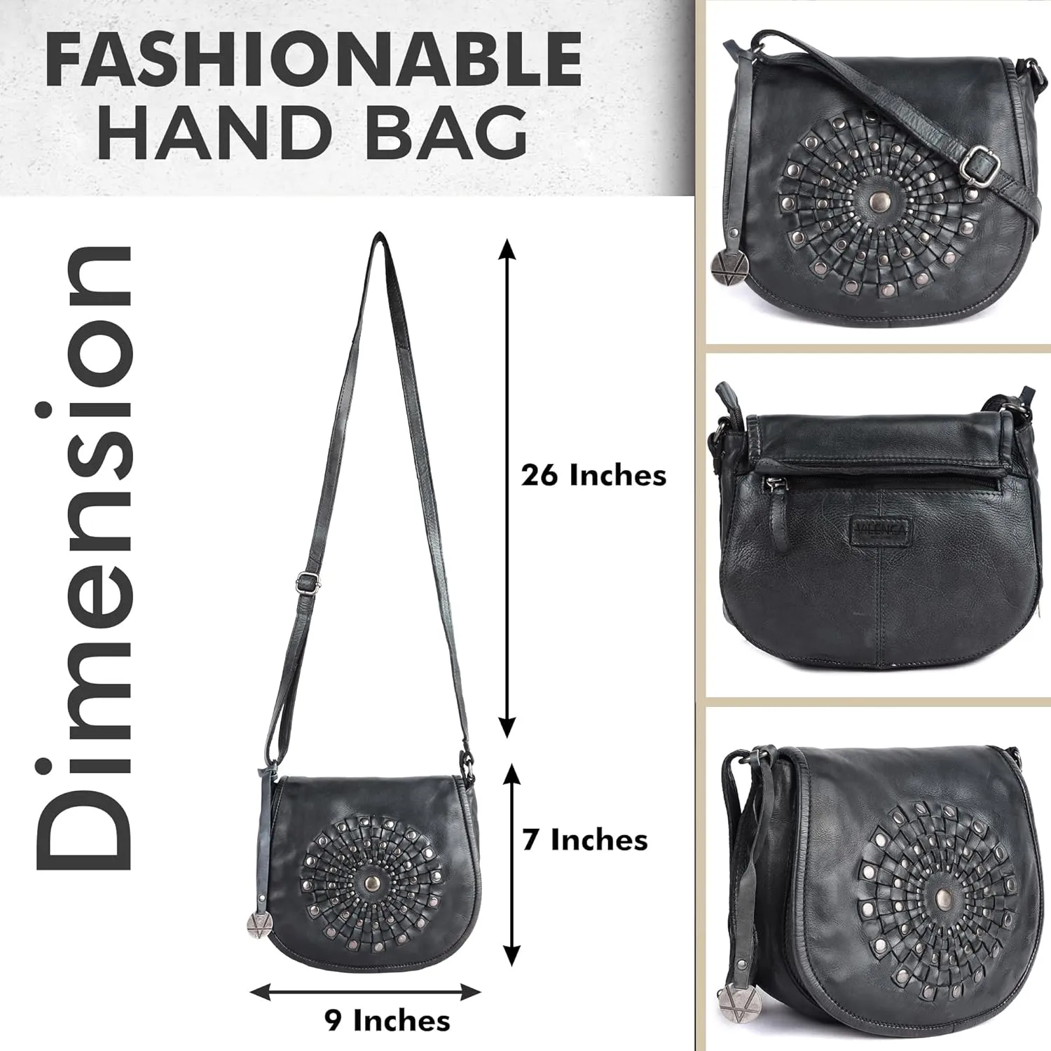 Genuine Leather Crossbody Sling Bag for Women, Purse for Women Trendy Casual Office Bag with Adjustable Strap