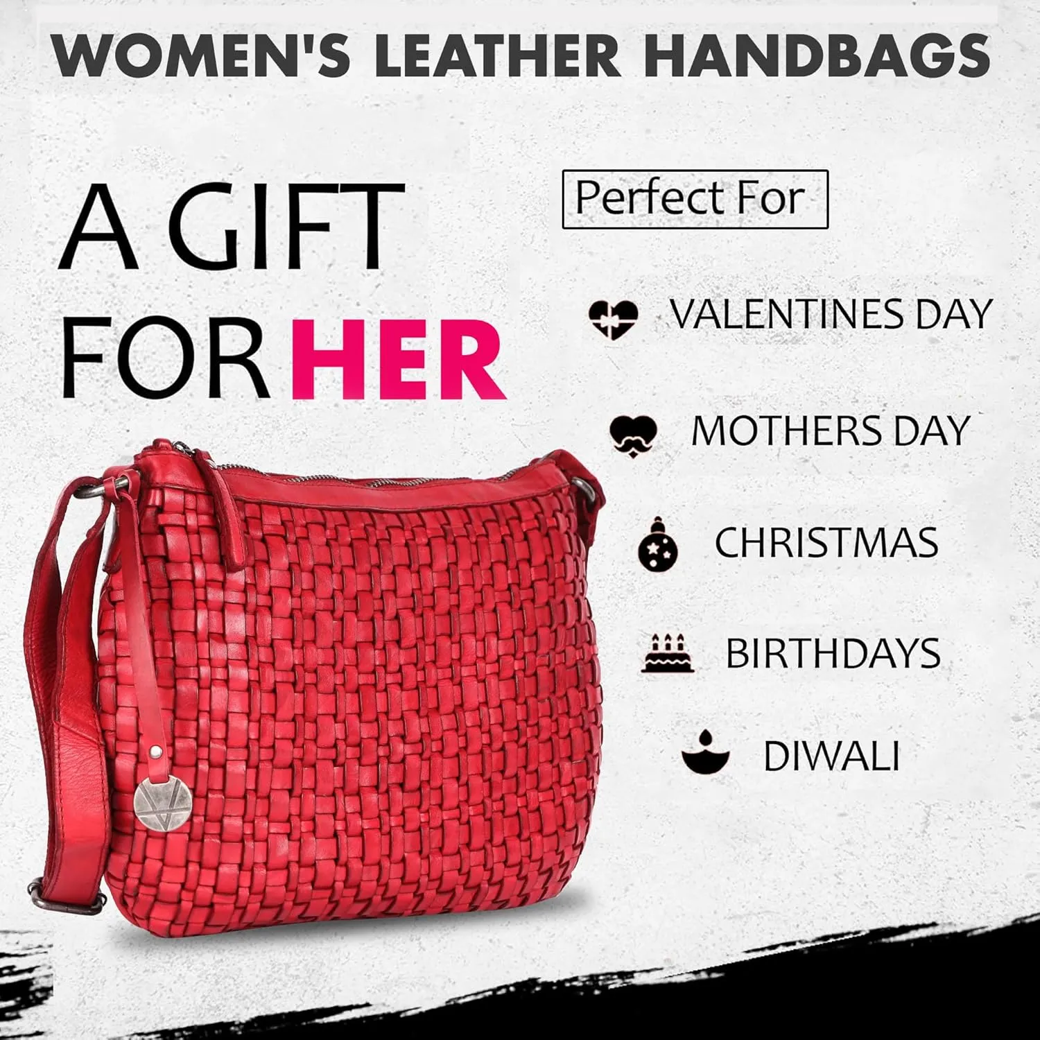 Genuine Leather Crossbody Sling Bag for Women, Purse for Women Trendy Casual Office Bag with Adjustable Strap