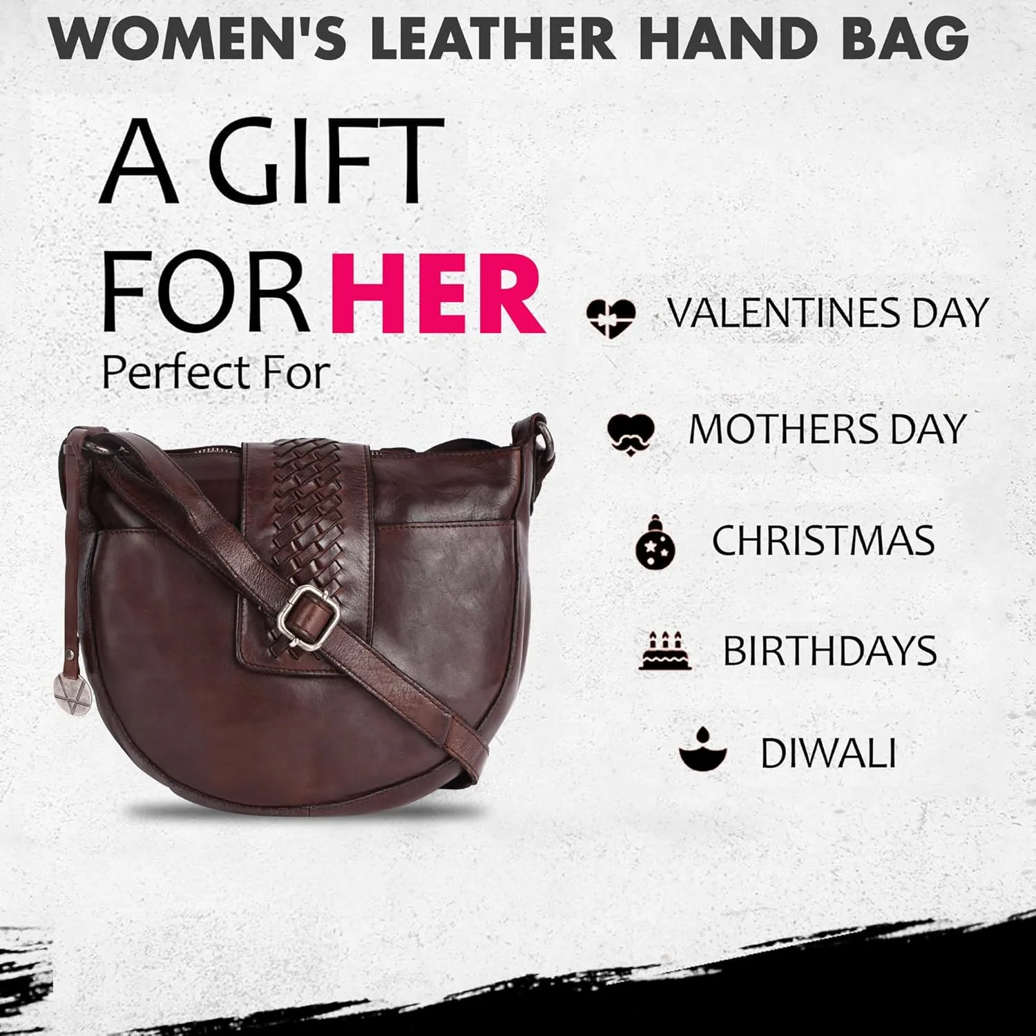 Genuine Leather Crossbody Sling Bag for Women - Trendy Casual Office Bag with Adjustable Strap