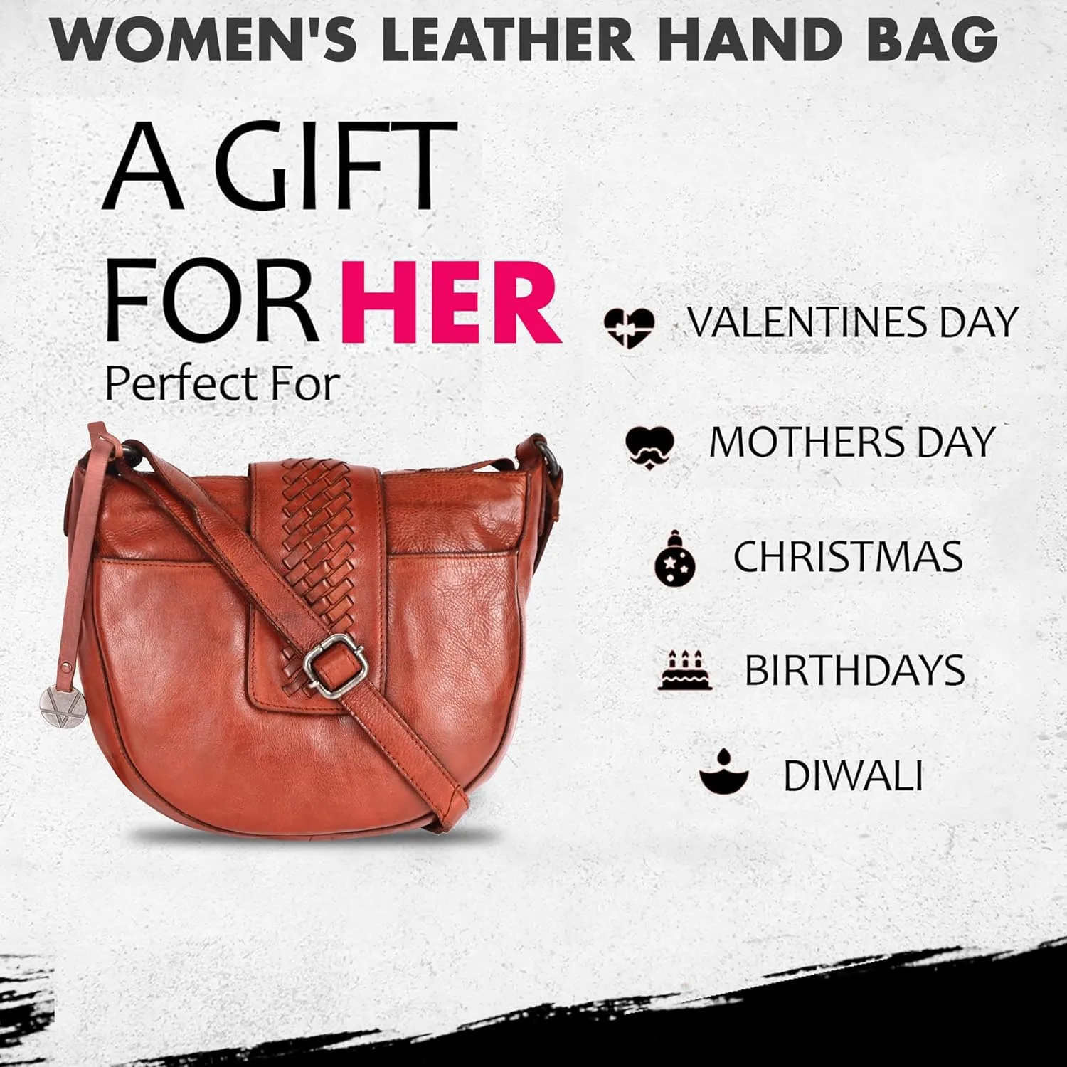 Genuine Leather Crossbody Sling Bag for Women - Trendy Casual Office Bag with Adjustable Strap