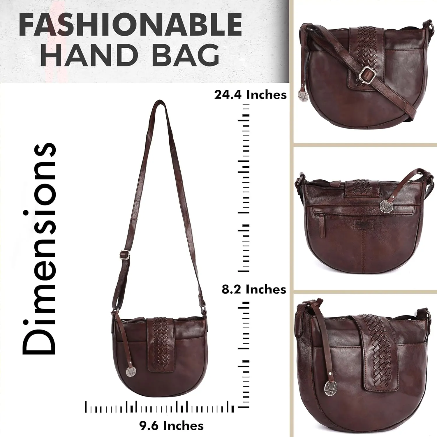Genuine Leather Crossbody Sling Bag for Women - Trendy Casual Office Bag with Adjustable Strap
