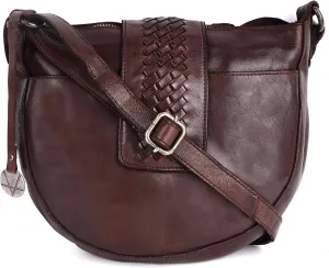 Genuine Leather Crossbody Sling Bag for Women - Trendy Casual Office Bag with Adjustable Strap