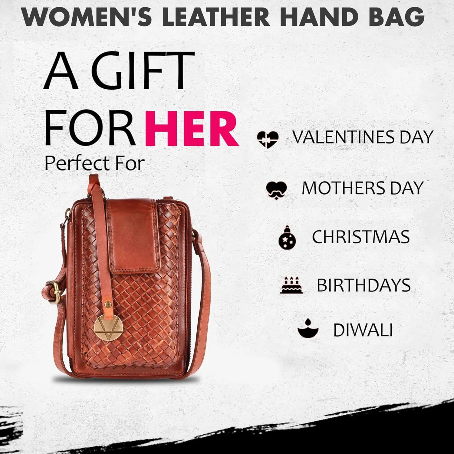 Genuine Leather Small Leather Crossbody Bags For Women Cell Phone Purse, Trendy Casual Detachable Strap