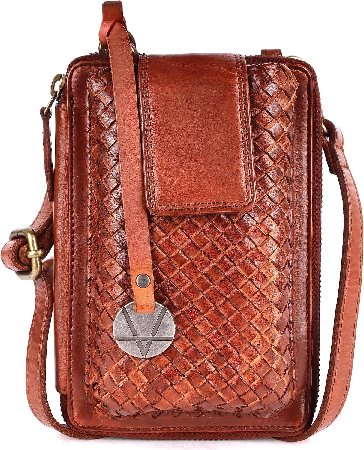Genuine Leather Small Leather Crossbody Bags For Women Cell Phone Purse, Trendy Casual Detachable Strap