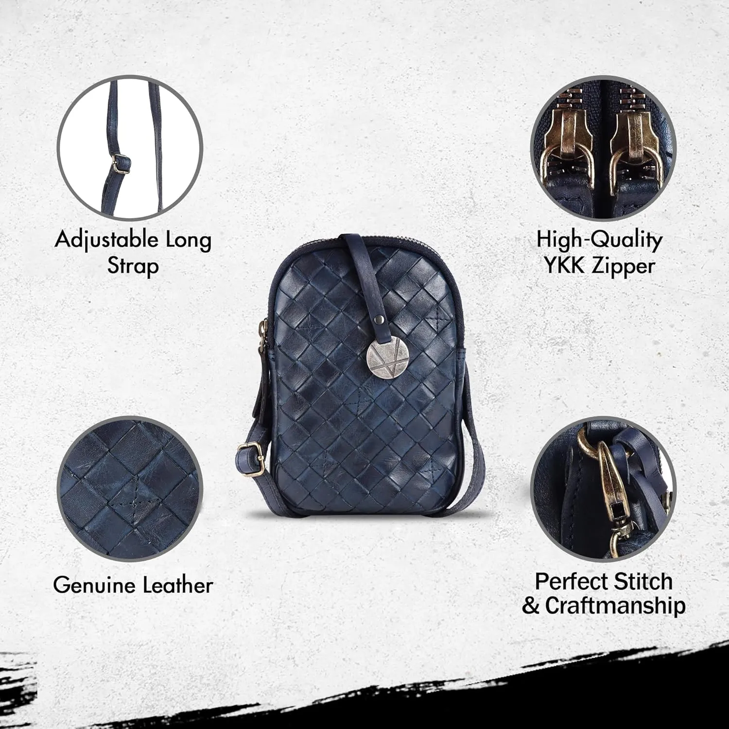 Genuine Leather Small Leather Crossbody Bags For Women Cell Phone Purse With Adjustable & Detachable Strap
