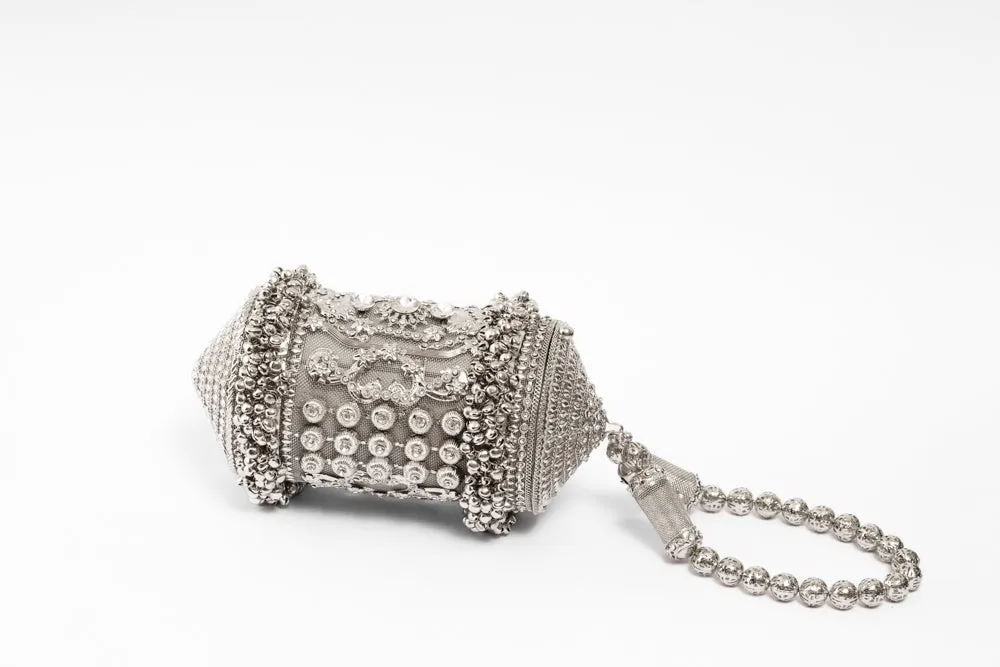 Glamorous Silver Potli Bridal Clutch