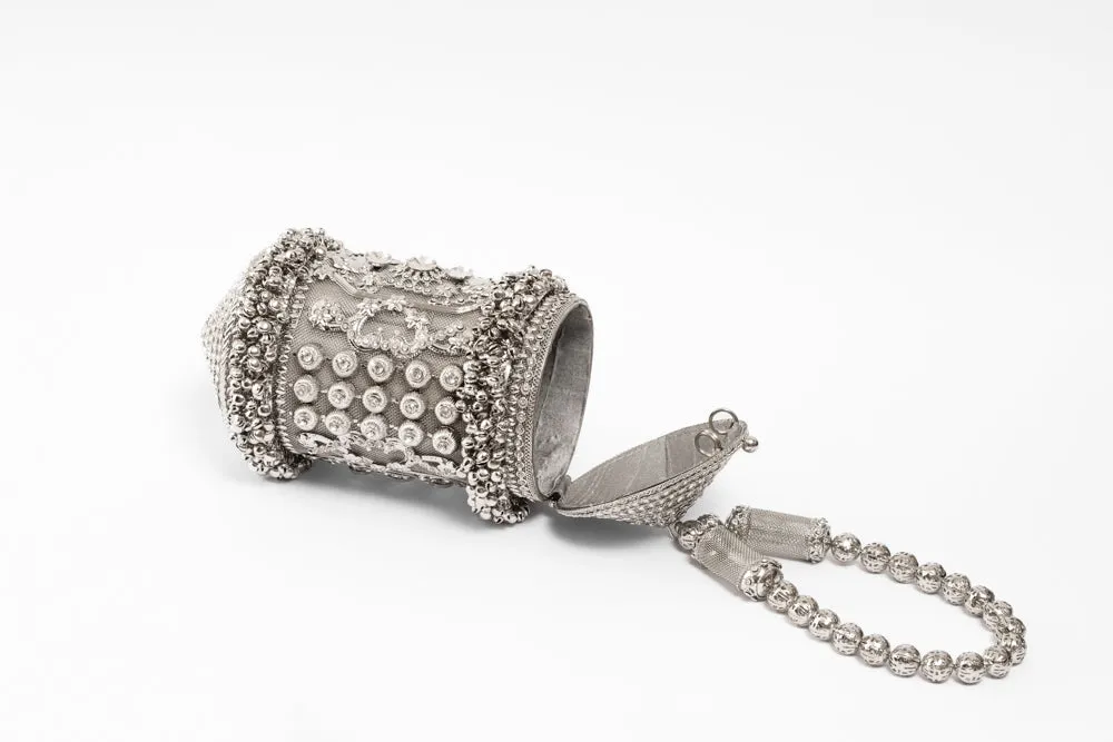 Glamorous Silver Potli Bridal Clutch
