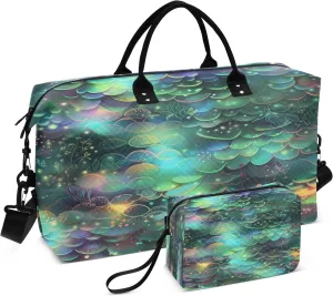 Glowing Fish Scales A Travel Duffel Bags with Toiletry Bag for Travel Gym Yoga Weekender Bag