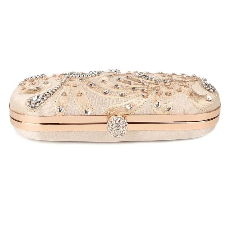 Gold Evening Bags Crystal Rhinestone Wedding Clutch