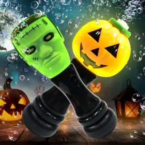 Halloween Bubble Blower Wand, Automatic Light Up Handheld Bubble Machine, 2 Pack Pumpkin & Science Freak Bubble Wand, Halloween Toys for Kids, Halloween Party Favors Toys