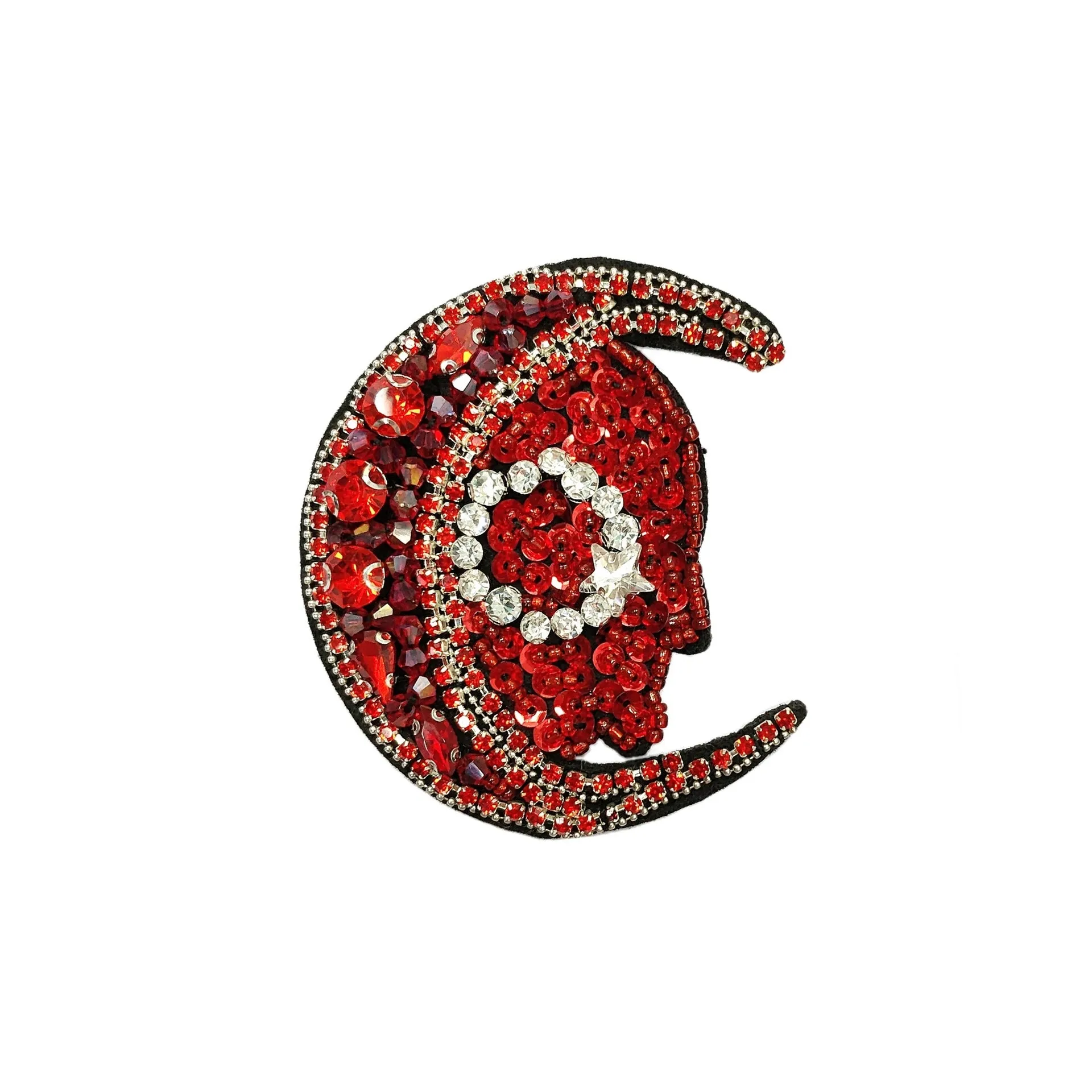 Handcrafted Beaded Moon,Lipstick,Shoe,Perfume Fabric Patches 7 Pack