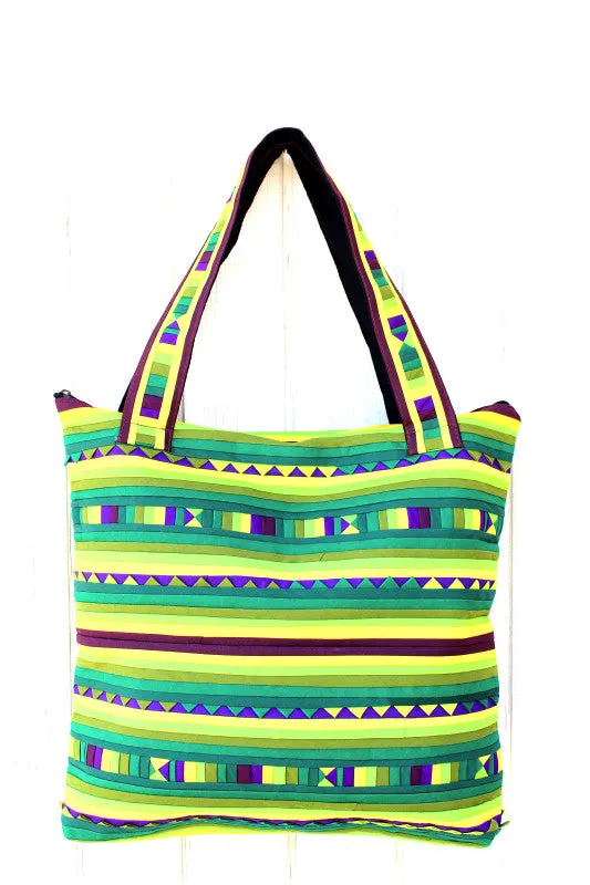 Handmade Lisu hill tribe intricate patchwork tote shoulder bags