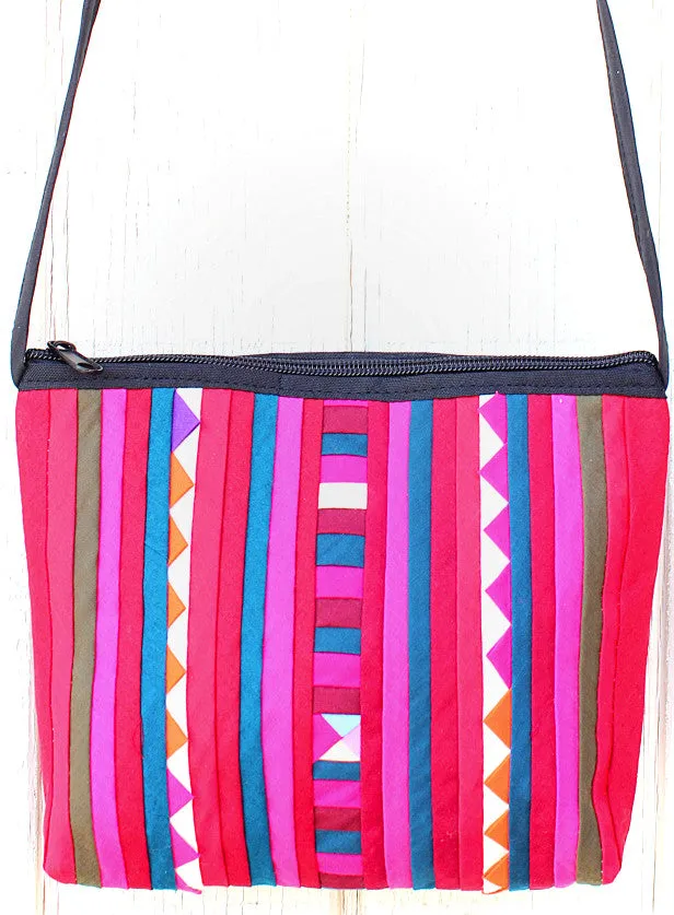 Handmade Lisu hill tribe intricate quilted crossbody purse