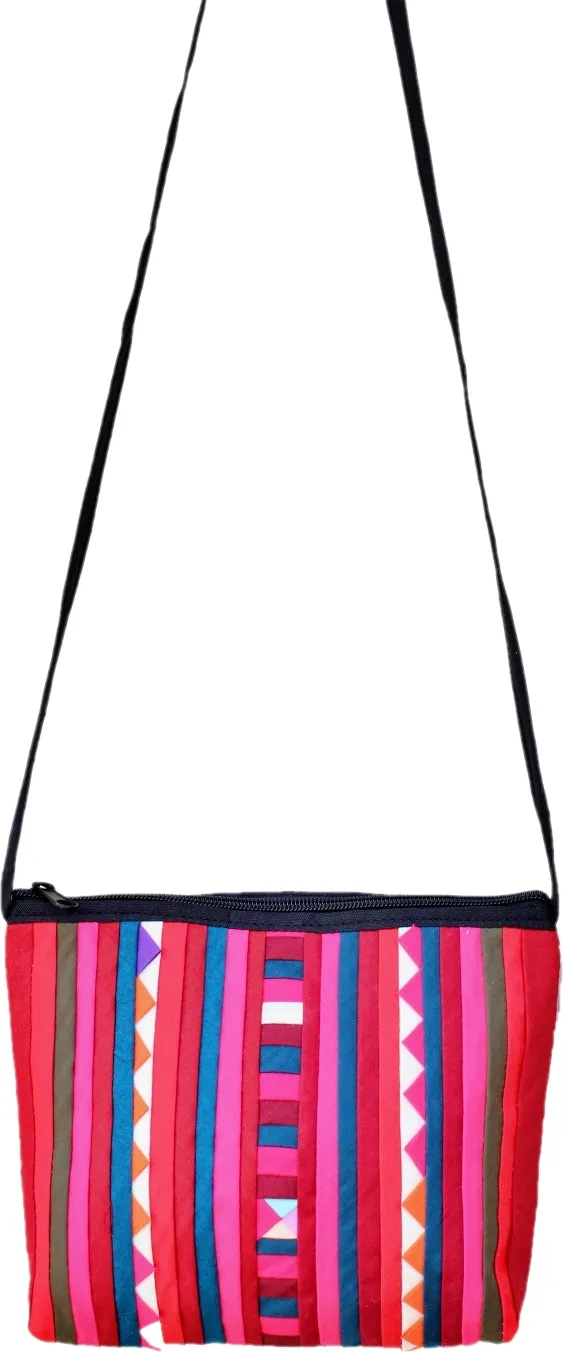 Handmade Lisu hill tribe intricate quilted crossbody purse