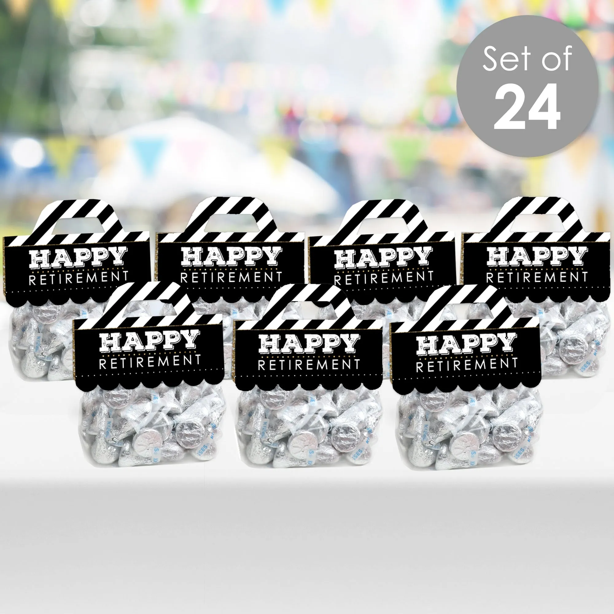 Happy Retirement - DIY Retirement Party Clear Goodie Favor Bag Labels - Candy Bags with Toppers - Set of 24