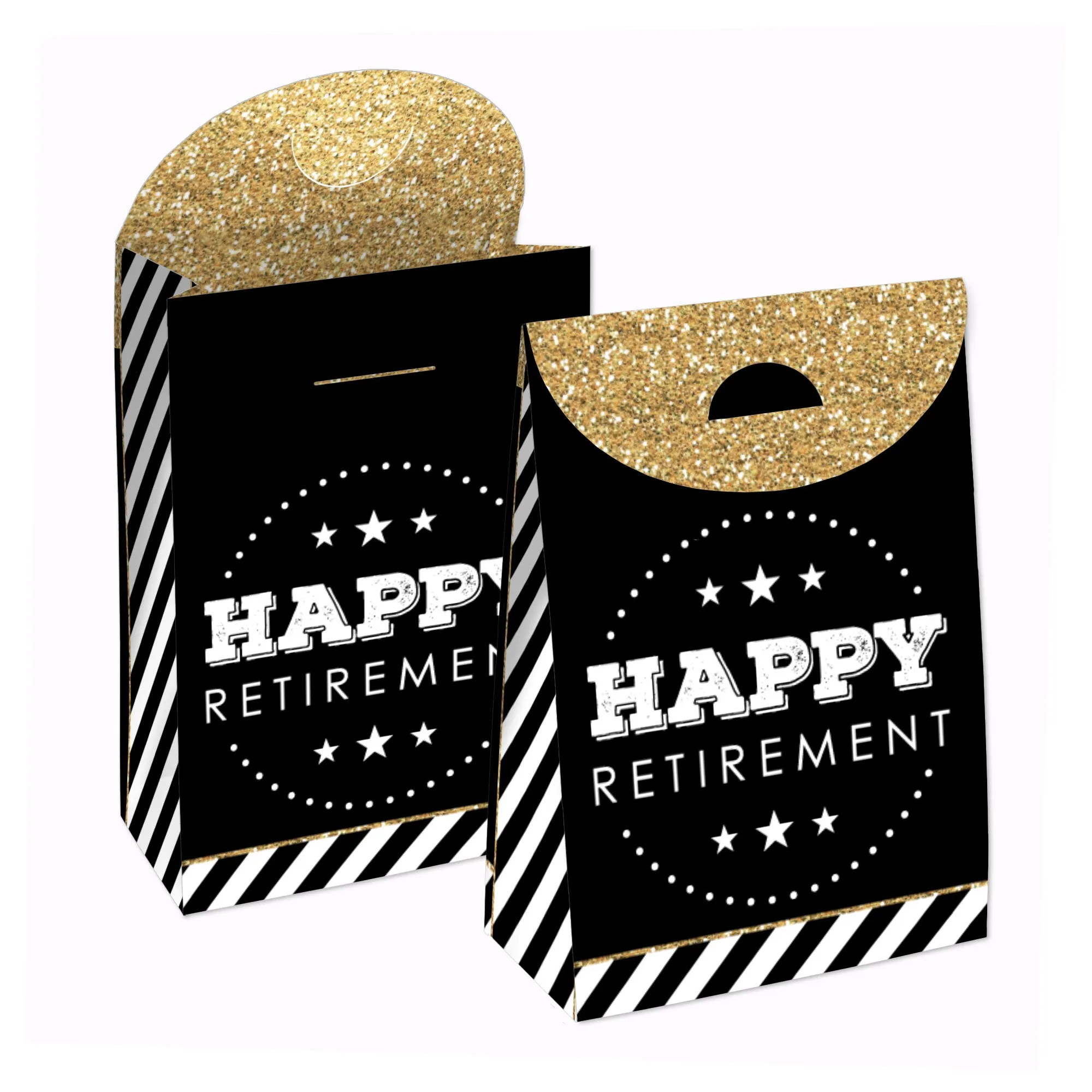 Happy Retirement - Retirement Gift Favor Bags - Party Goodie Boxes - Set of 12