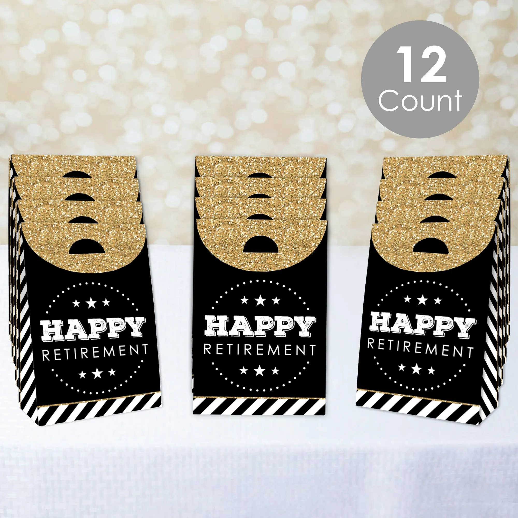 Happy Retirement - Retirement Gift Favor Bags - Party Goodie Boxes - Set of 12