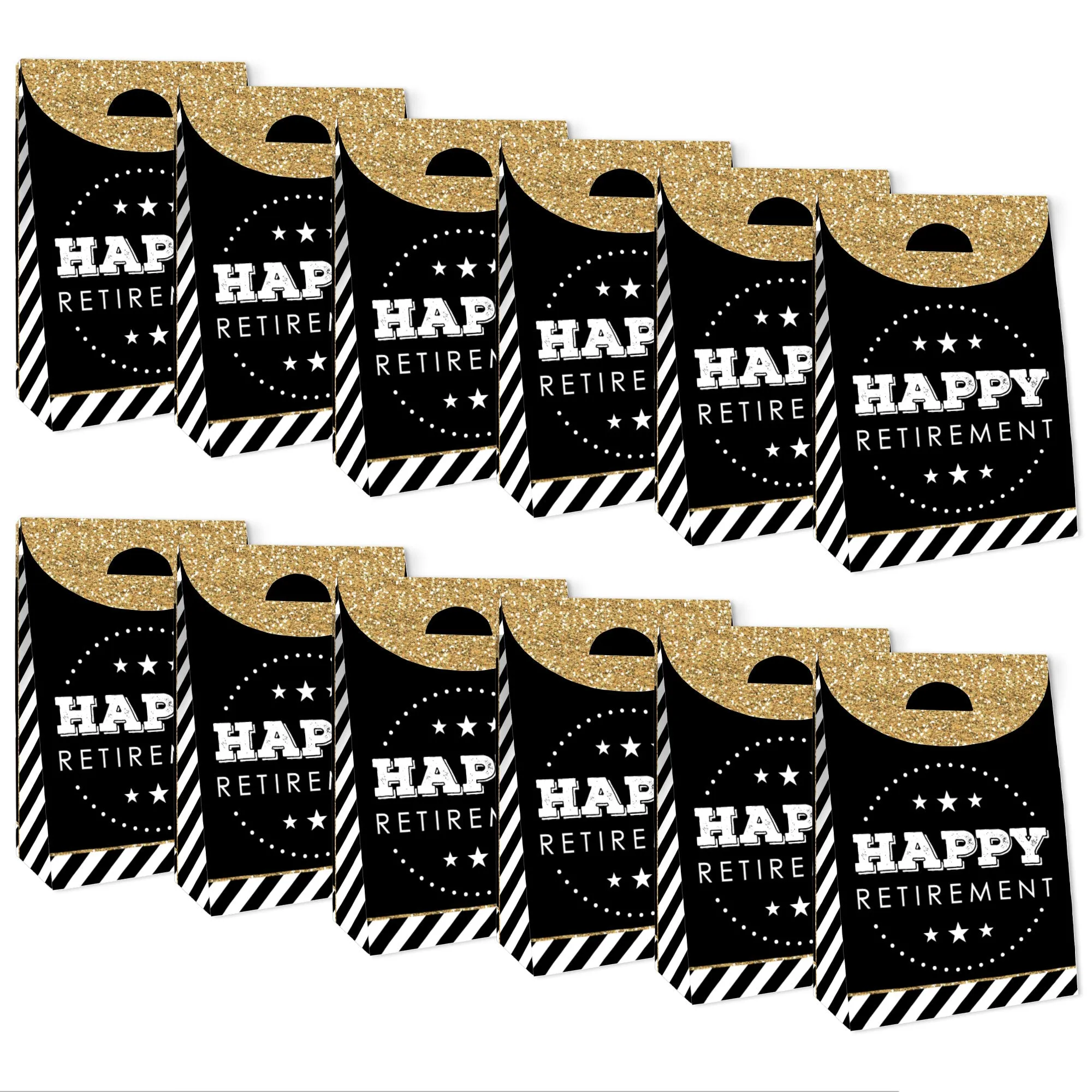 Happy Retirement - Retirement Gift Favor Bags - Party Goodie Boxes - Set of 12
