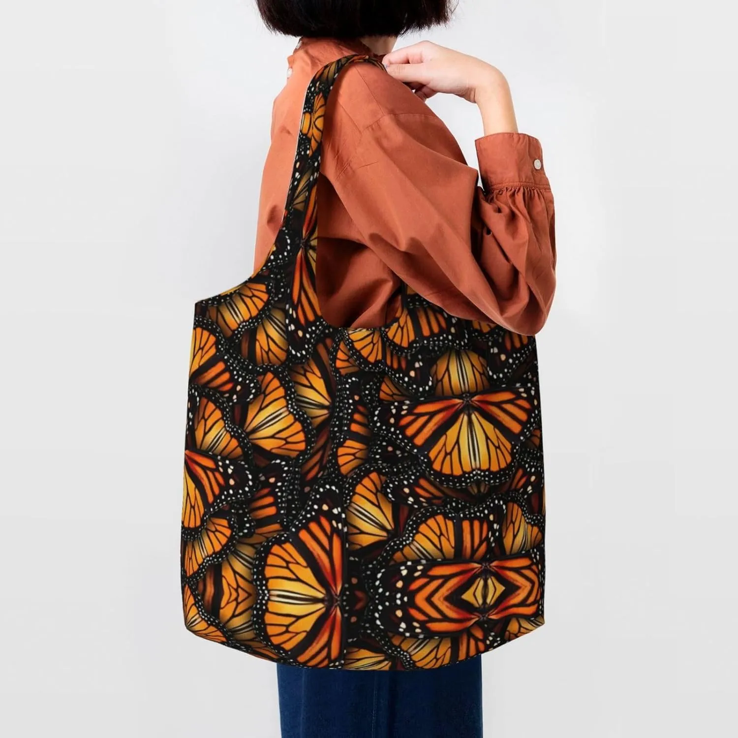 Heaps Of Orange Monarch Butterflies Canvas Bag Bag Handbag Eco-Friendly Reusable Groceryshopping Bags For Women Girls