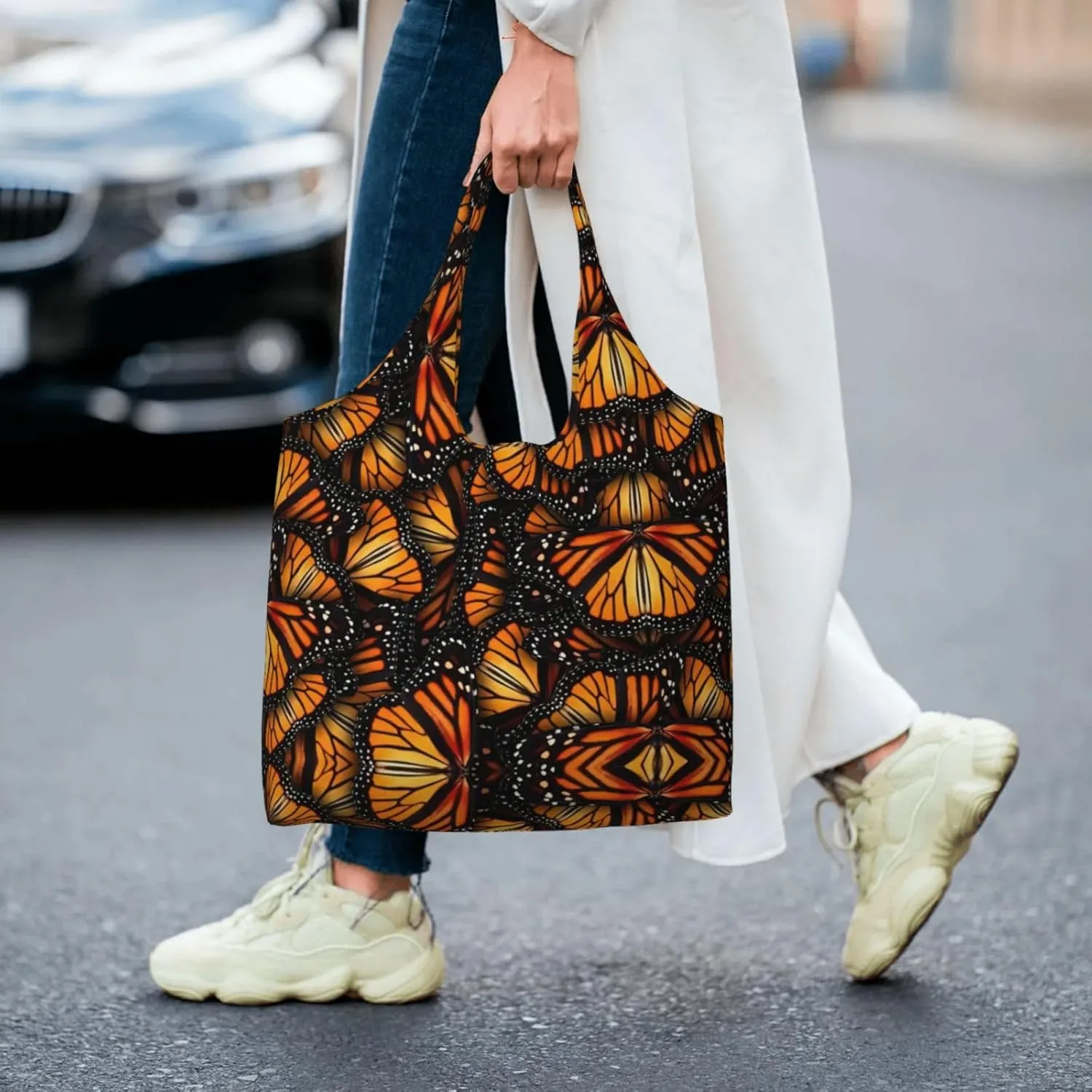 Heaps Of Orange Monarch Butterflies Canvas Bag Bag Handbag Eco-Friendly Reusable Groceryshopping Bags For Women Girls