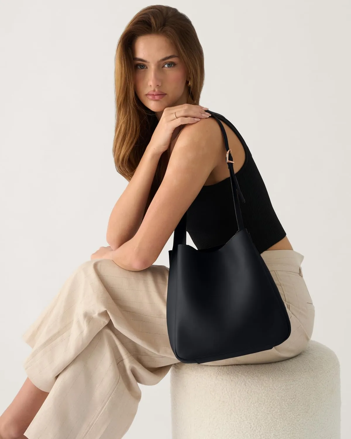 Hobo bags for Women - Slouchy Bags for Women - Soft Bucket Bags - Medium Shoulder Tote Purse Hanbag - Vegan PU Leather