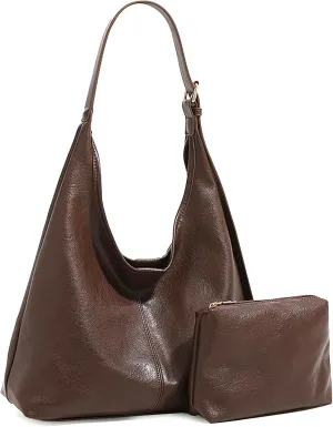 Hobo Bags for Women Slouchy Tote Bag Crossbody Purses 2PCS Vegan Leather Shoulder Handbags Bags with Coin Purse Set
