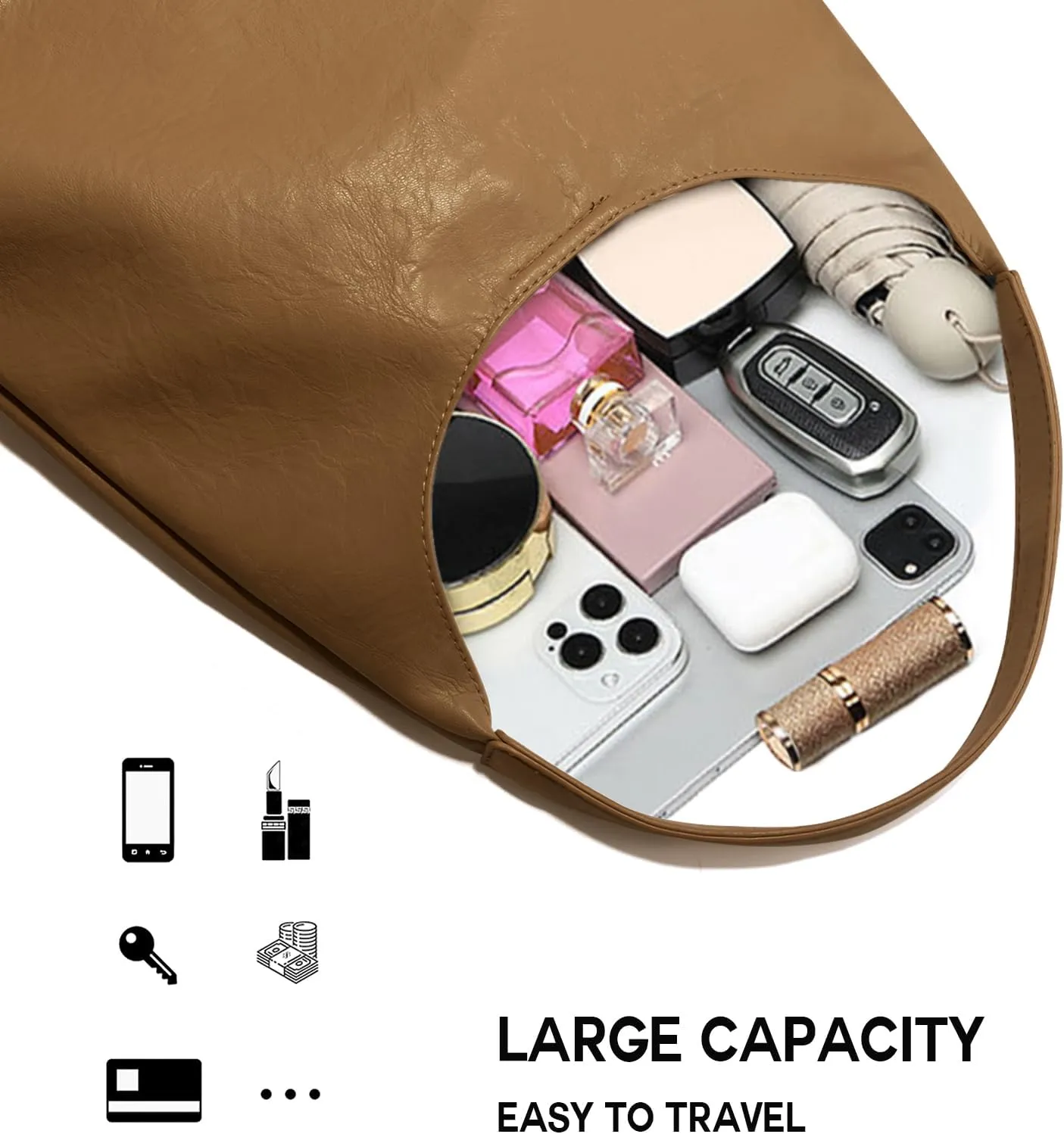 Hobo Tote Bag for Women Slouchy Bags with Small Purse, Designer Handbags for Women Large Capacity Shoulder Bag