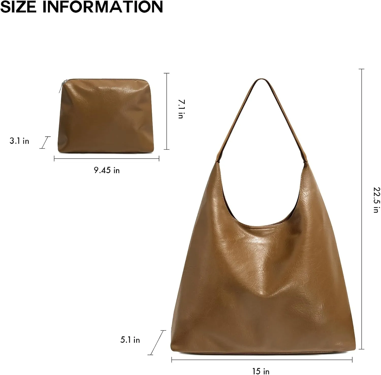 Hobo Tote Bag for Women Slouchy Bags with Small Purse, Designer Handbags for Women Large Capacity Shoulder Bag