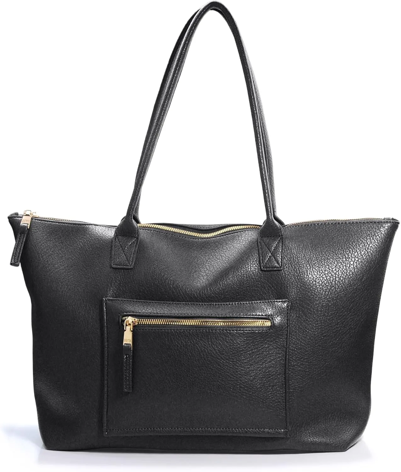 HOXIS Tote Bag for Women with Zipper Vegan Leather Handbag with Trolley Sleeve Travel Weekender Carryall Bag