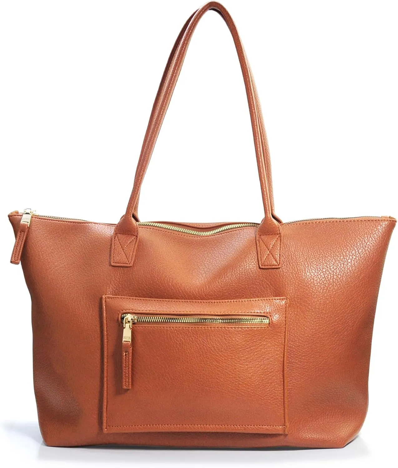 HOXIS Tote Bag for Women with Zipper Vegan Leather Handbag with Trolley Sleeve Travel Weekender Carryall Bag