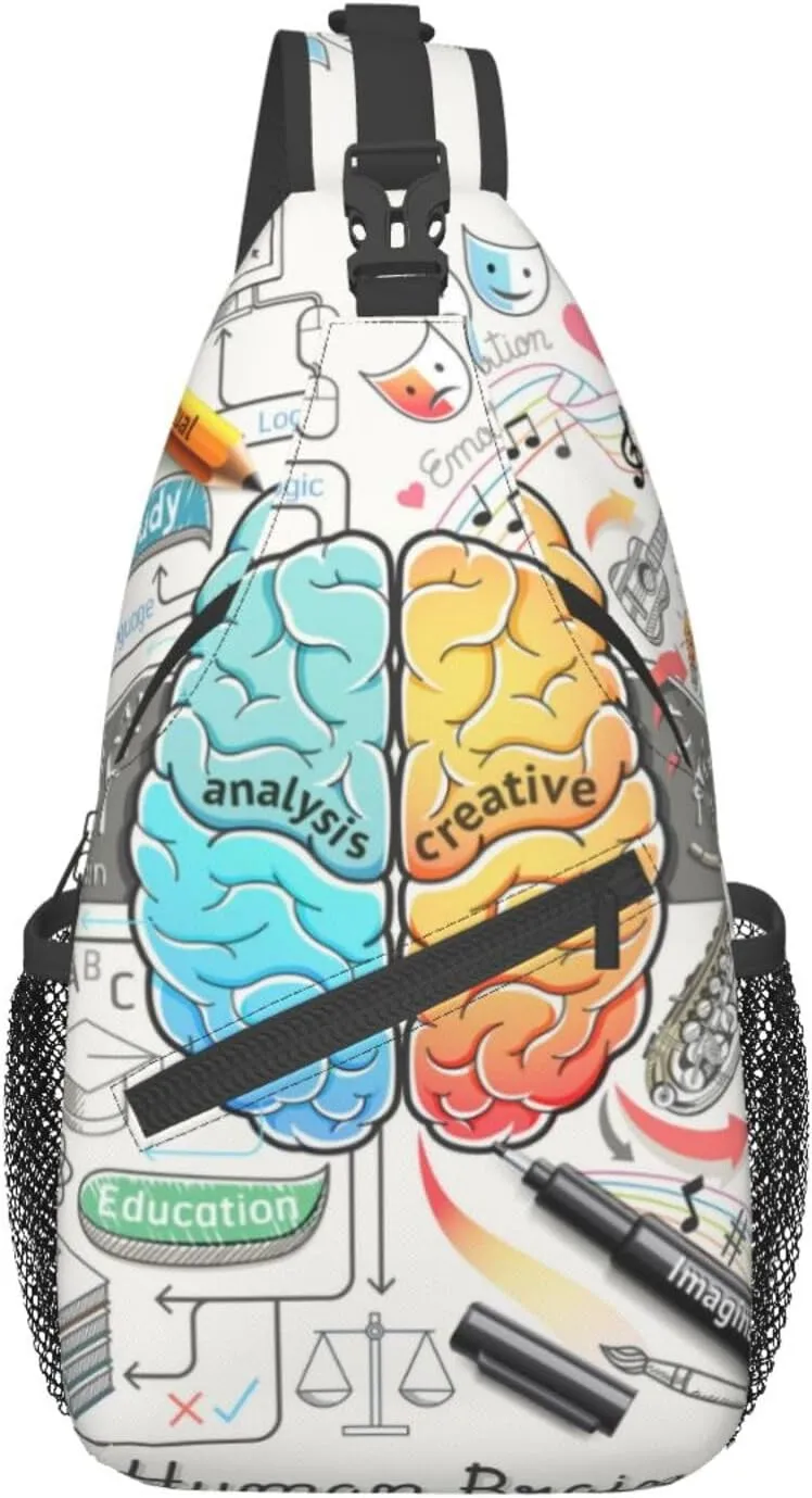 Human Brain Cross Chest Bag Diagonally,Crossbody Backpack Travel Hiking Casual Chest Bags Lightweight Sling Bag