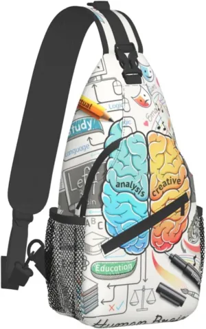 Human Brain Cross Chest Bag Diagonally,Crossbody Backpack Travel Hiking Casual Chest Bags Lightweight Sling Bag
