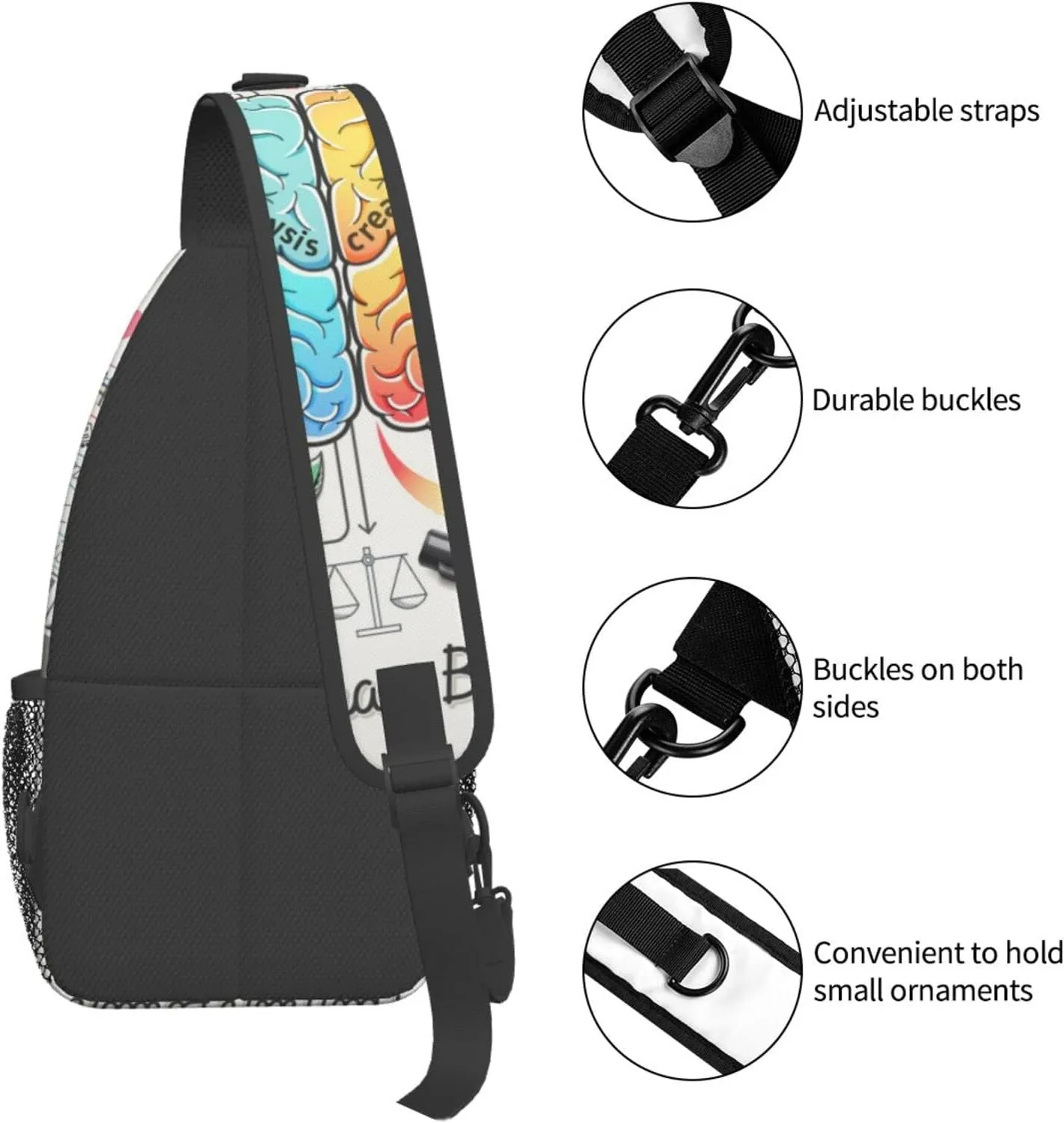 Human Brain Cross Chest Bag Diagonally,Crossbody Backpack Travel Hiking Casual Chest Bags Lightweight Sling Bag