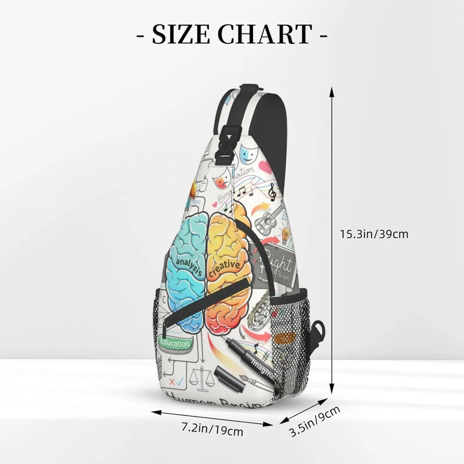 Human Brain Cross Chest Bag Diagonally,Crossbody Backpack Travel Hiking Casual Chest Bags Lightweight Sling Bag