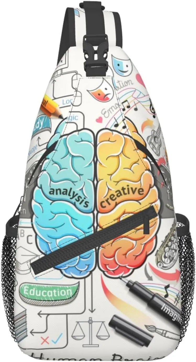 Human Brain Cross Chest Bag Diagonally,Crossbody Backpack Travel Hiking Casual Chest Bags Lightweight Sling Bag