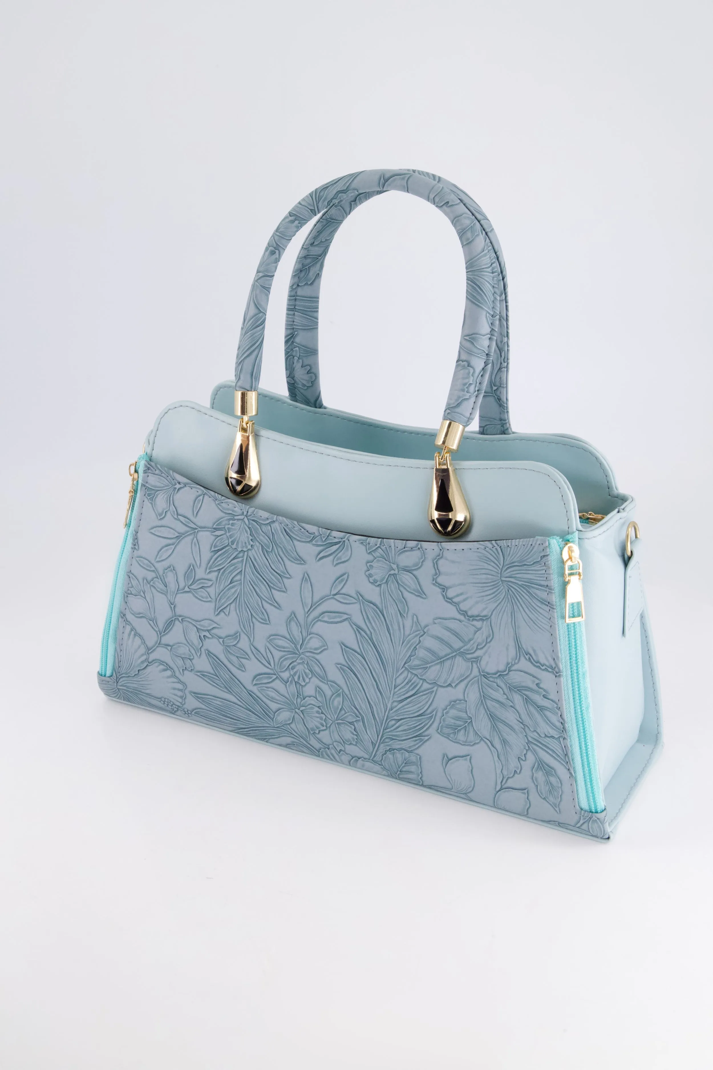 Ice Blue Floral Handbag