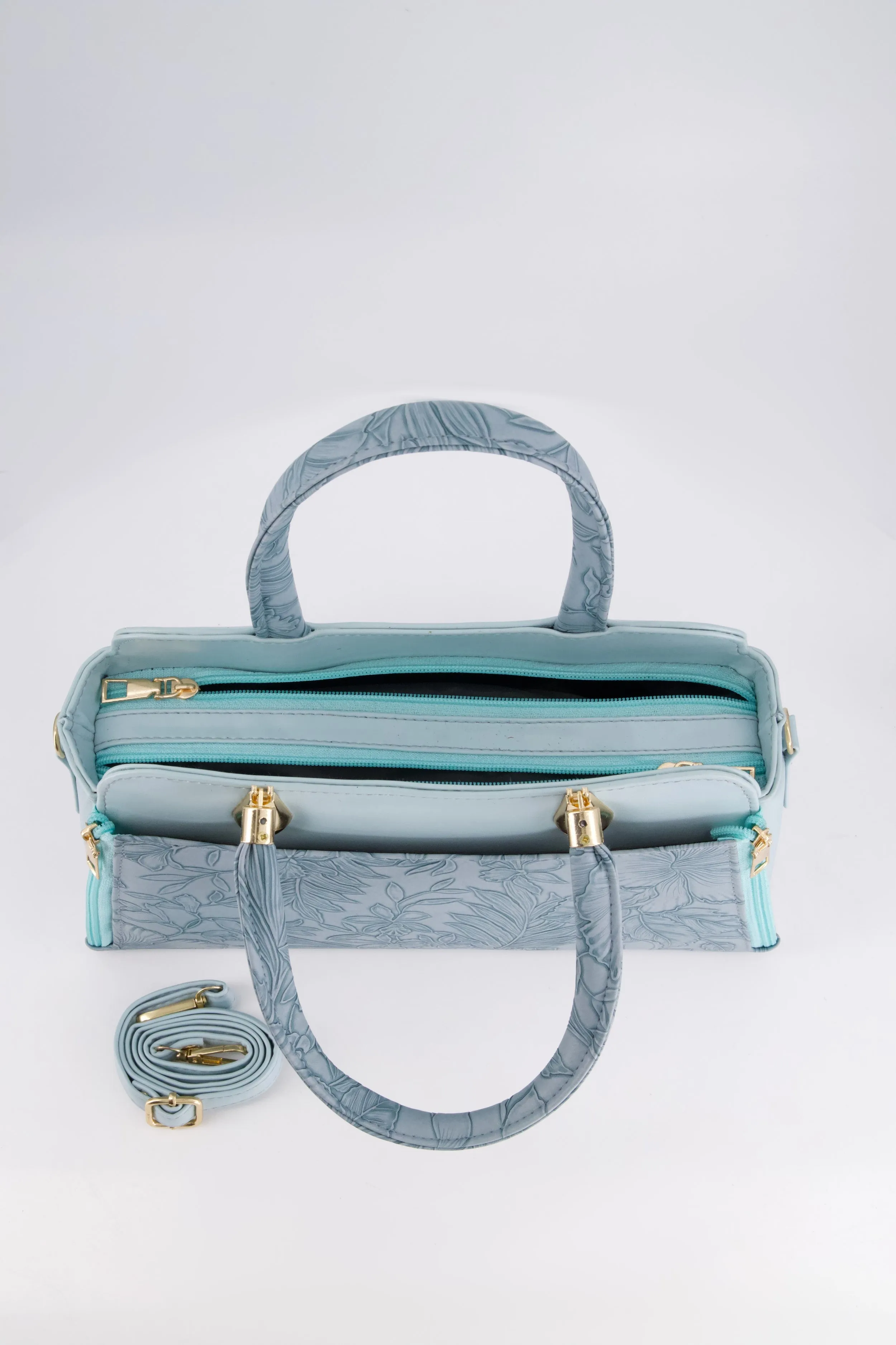 Ice Blue Floral Handbag