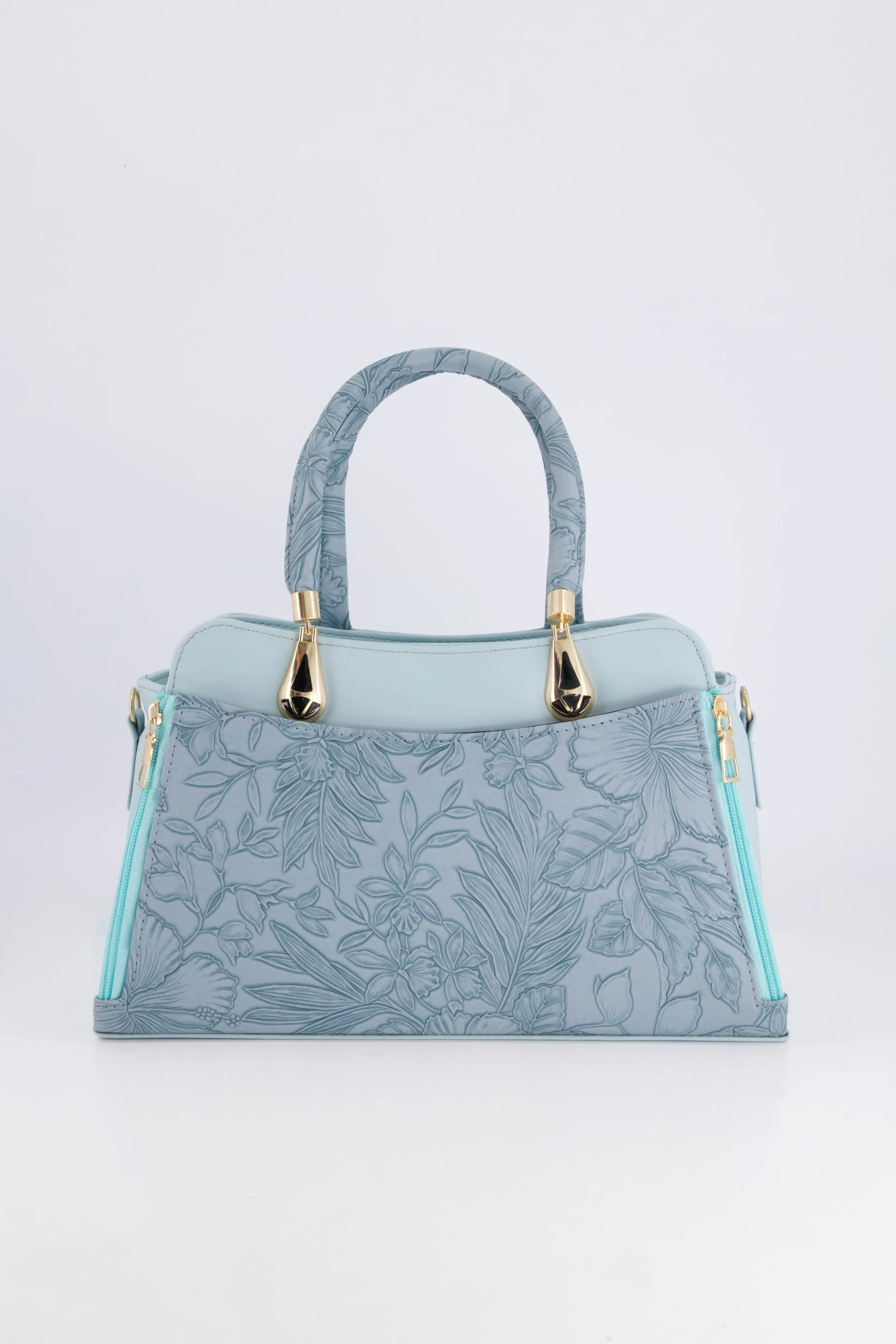 Ice Blue Floral Handbag