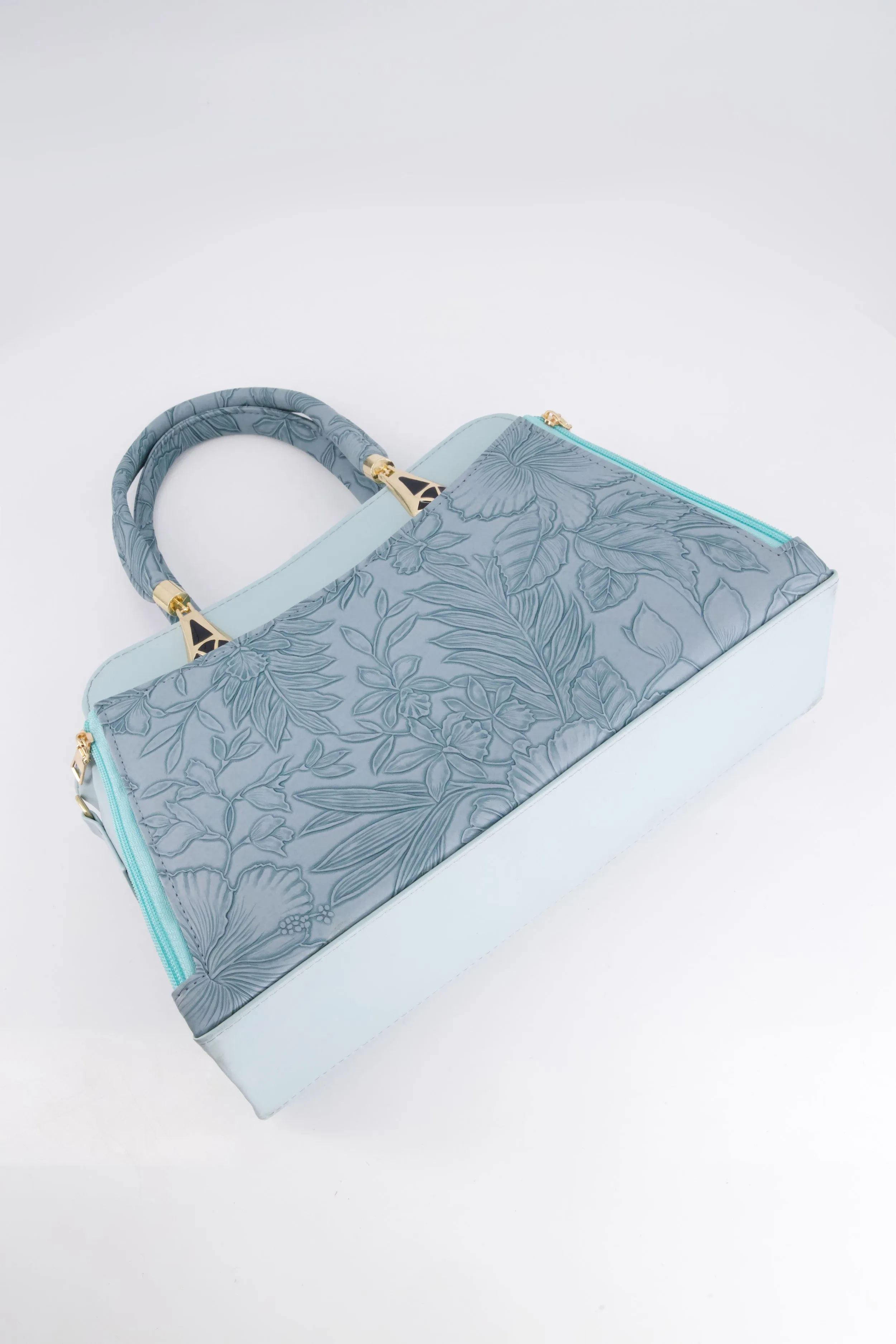 Ice Blue Floral Handbag