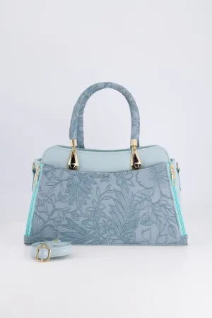 Ice Blue Floral Handbag