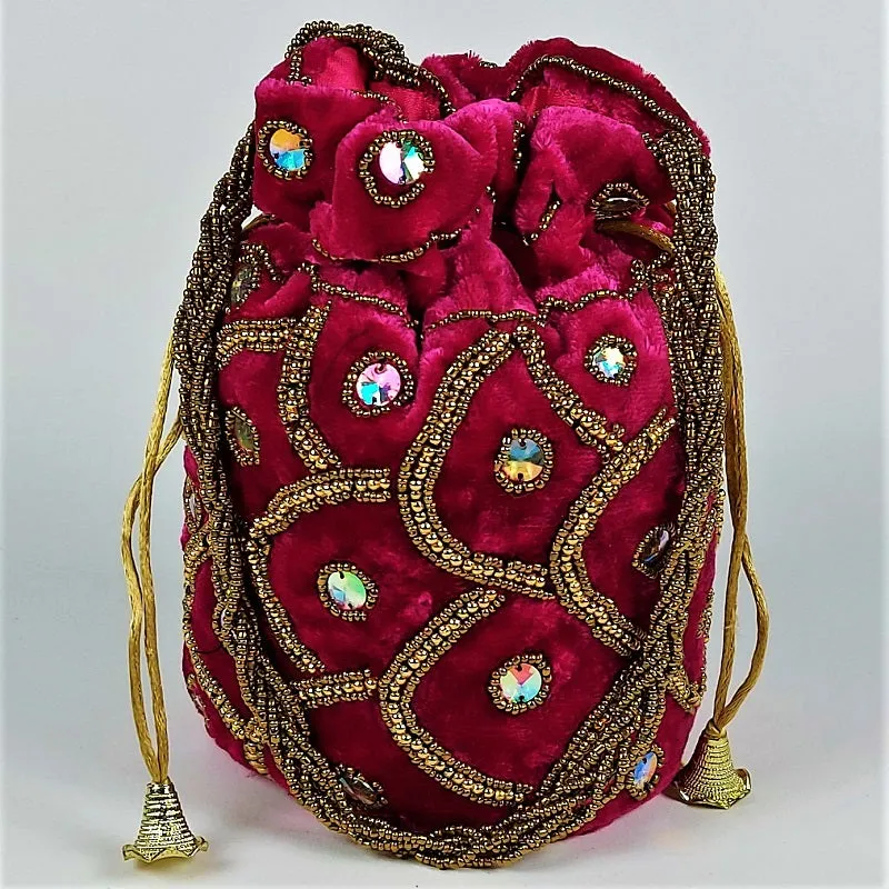 Indian potli bag - soft velvet bridal bag