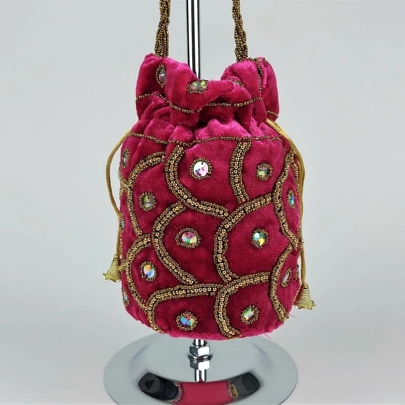 Indian potli bag - soft velvet bridal bag