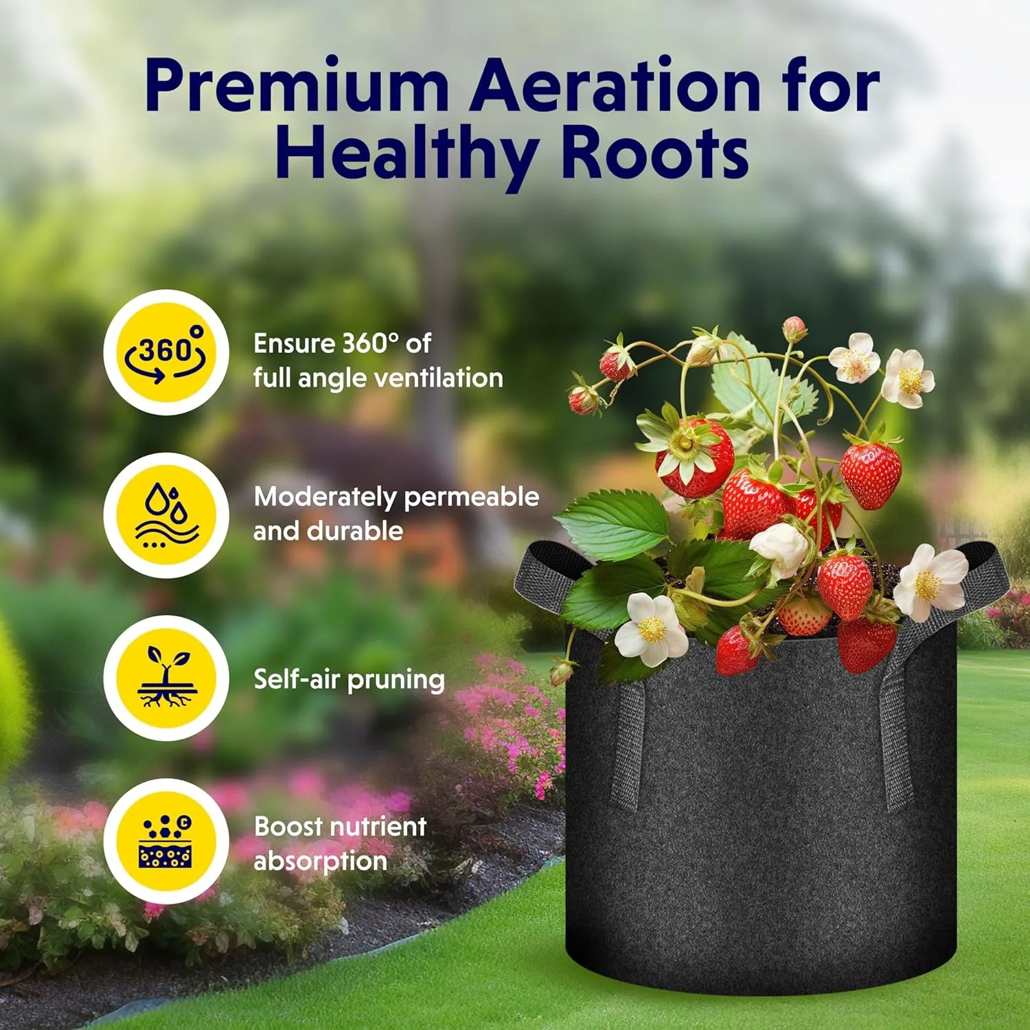 iPower 10 Pack 20 Gallon Grow Bags with Labels, 300G Thickened Nonwoven Plant Fabric Pots with Handles, Aeration Garden Grow Pots for Tomato Potato Vegetables, Fruits, Flowers, Black