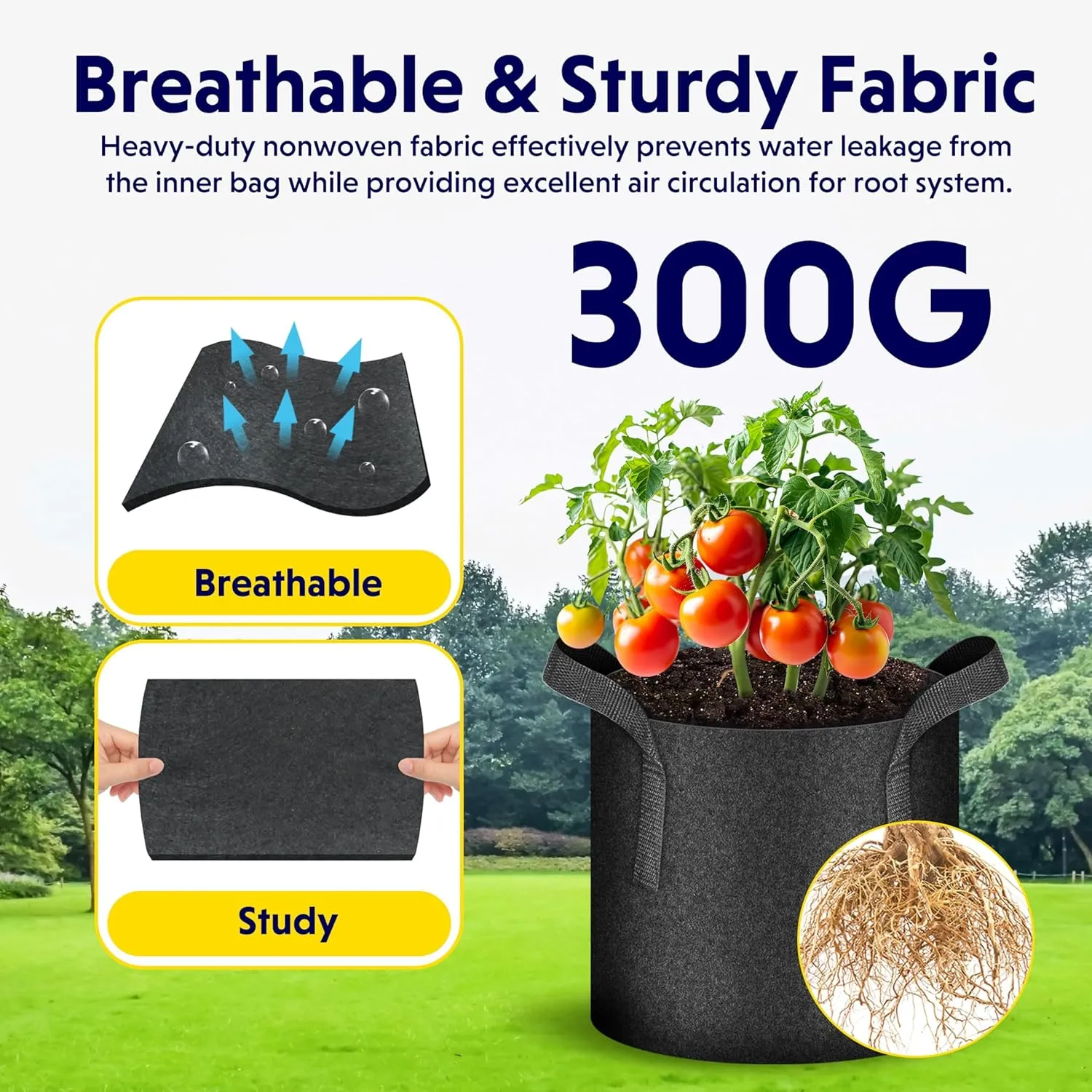 iPower 10 Pack 20 Gallon Grow Bags with Labels, 300G Thickened Nonwoven Plant Fabric Pots with Handles, Aeration Garden Grow Pots for Tomato Potato Vegetables, Fruits, Flowers, Black